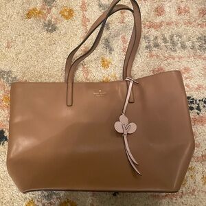 Kate Spade Brown Leather Tote with Pink Floral Accent